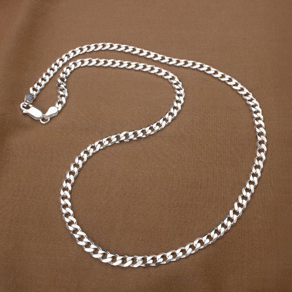 Real 925 Sterling Silver Curb Chain 5.7mm 22", High Quality Made in Italy - Picture 3 of 6
